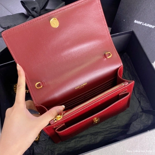 Tony Luxuries SUNSET YSL SHINY LEATHER CROCODILE-EMBOSSED IN 0805